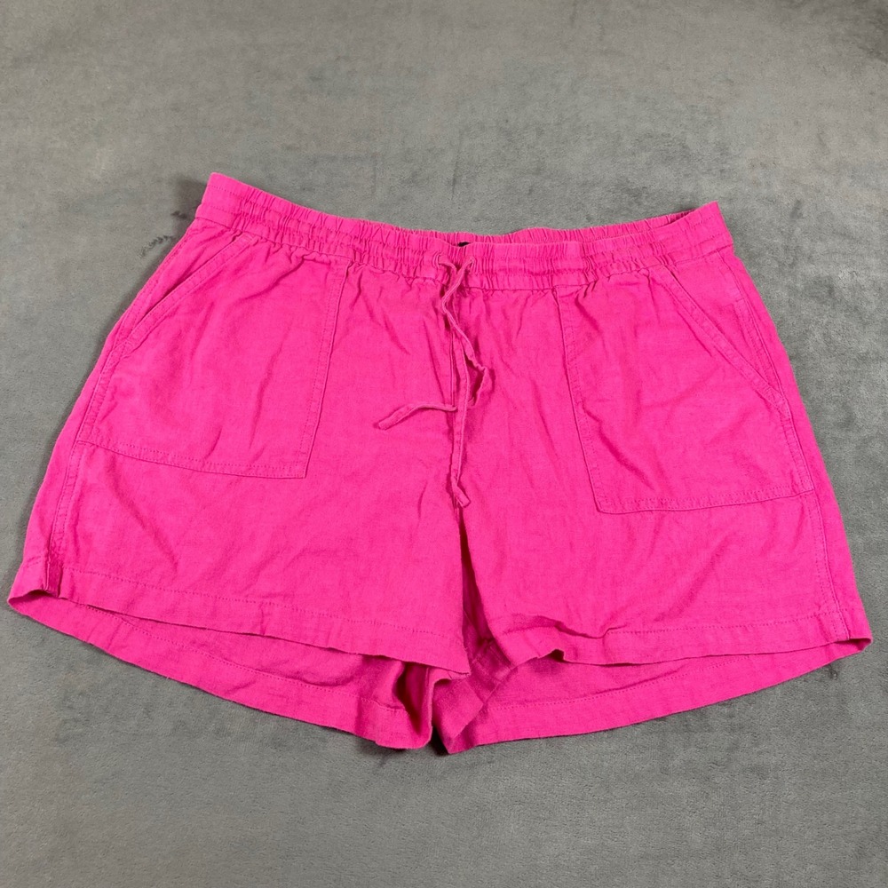 J.Crew Hot Pink Linen Blend Drawstring Shorts Womens Large Elastic Waist